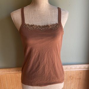 Coldwater Creek brown lace-trimmed tank
